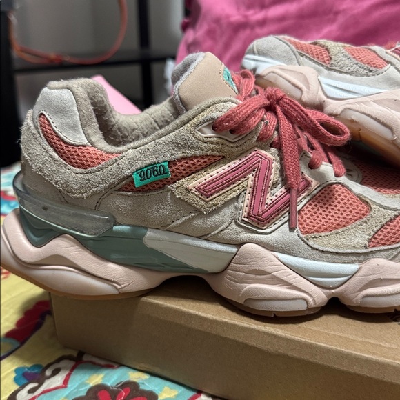 New Balance Women's Peach & Pink 9060 Suede Mesh Sneaker - Picture 3 of 7